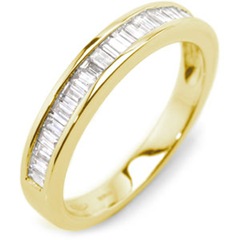 0.50 Carat Baguette Cut Diamond Half Eternity Ring in 18 Ct Yellow Gold