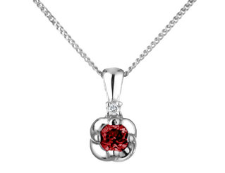 Ruby Gemstone Pendant with Diamond in 14K White Gold