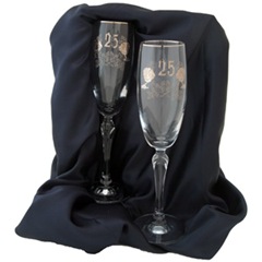 25th Wedding Anniversary Champagne Glasses