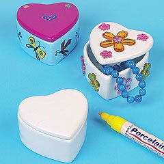 Heart Shaped Porcelain Trinket Boxes