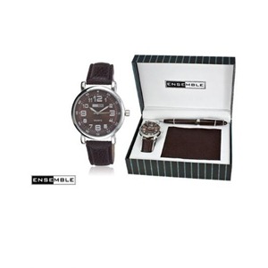 Ensemble Collection Japan Quartz Movement Watch with Fashionable Wallet and Stylish Matching Ballpoint Pen Men's Gift Set